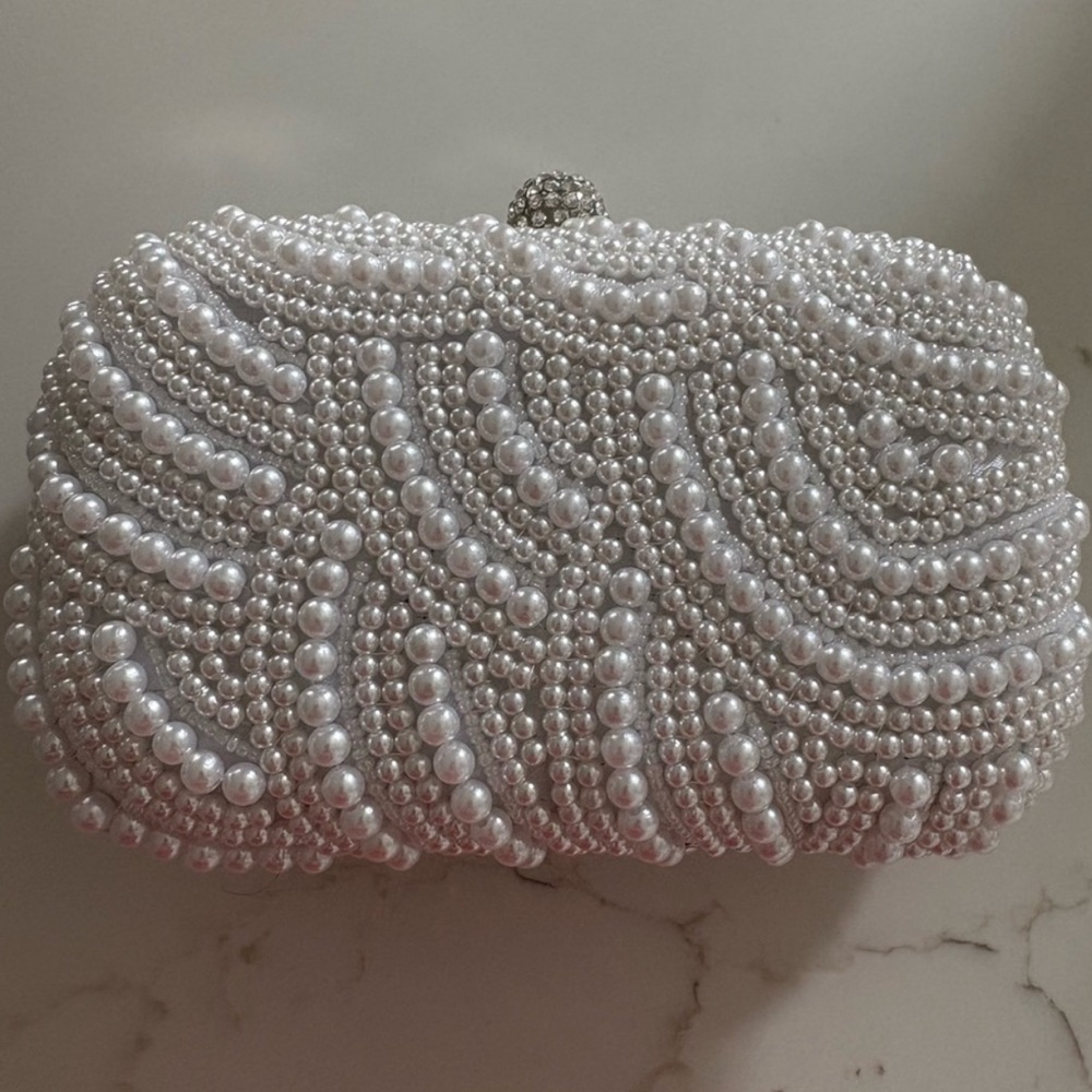 Elegant Pearl-Embellished Clutch